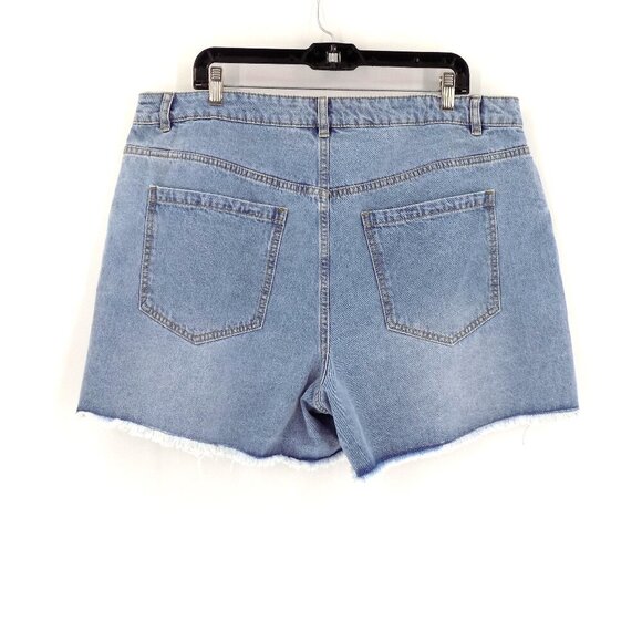 Eloquii Denim High rise Shorts Size 16 Frayed hem Light wash - Picture 2 of 5